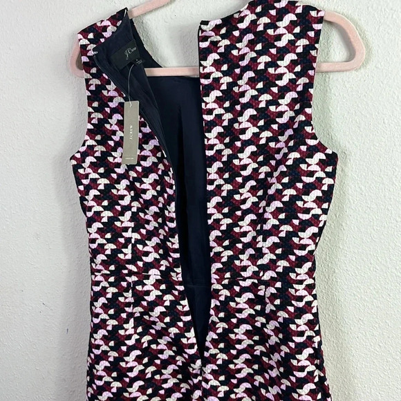 NWT J. Crew Geometric pattern Sheath Dress sleeveless round neck size 4 - Picture 6 of 16